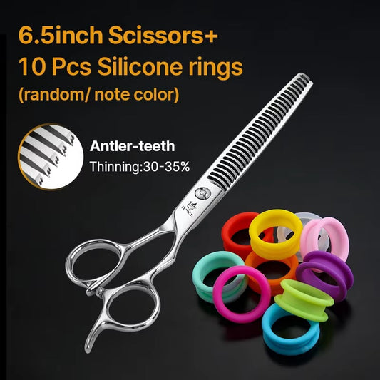 Fenice Professional Japan 440c 6.5_7.0 inch pet dog grooming thinning scissors toothed blade shears thinning rate about 35%