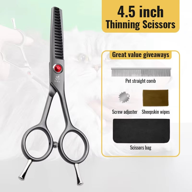Fenice High Quality 4.5 inch Dog Cat Safely Round Tips Top Grooming Small Scissors Tool for Pet Eyes_Face_Foot_Nose