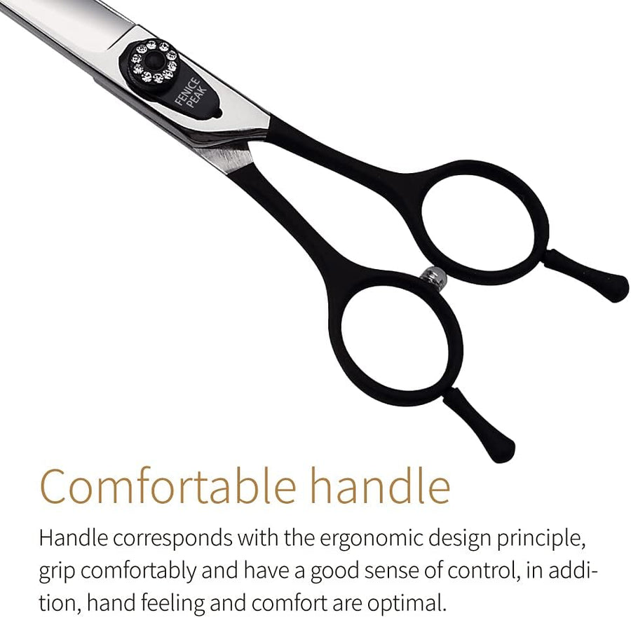Dog Grooming Curved Scissors for Pets, Japan 440C Stainless Steel, Sharp Blade, 