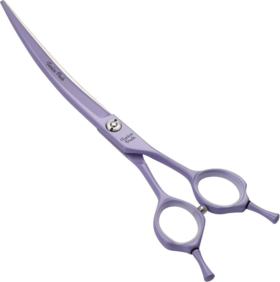 Curved Dog Grooming Scissors with Violet Color Coating 440C Stainless Steel Pet 