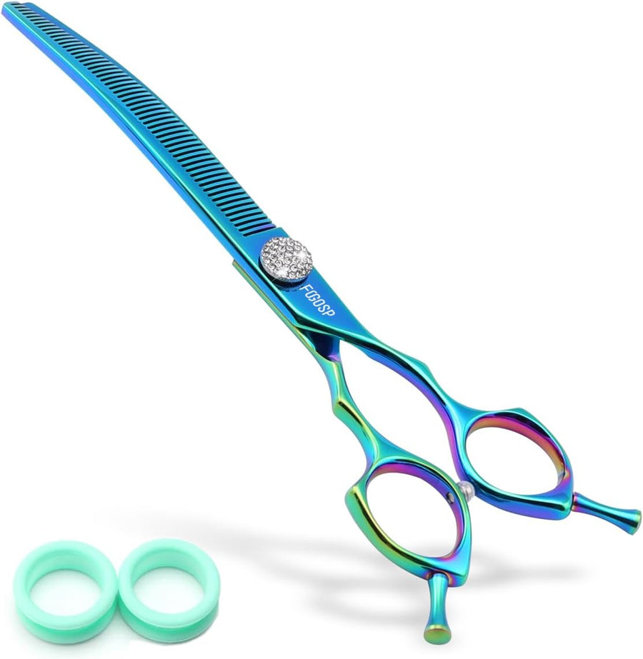 Green Dog Grooming Scissors Set Straight Thinning Curved and Chunker Shears 4PCS