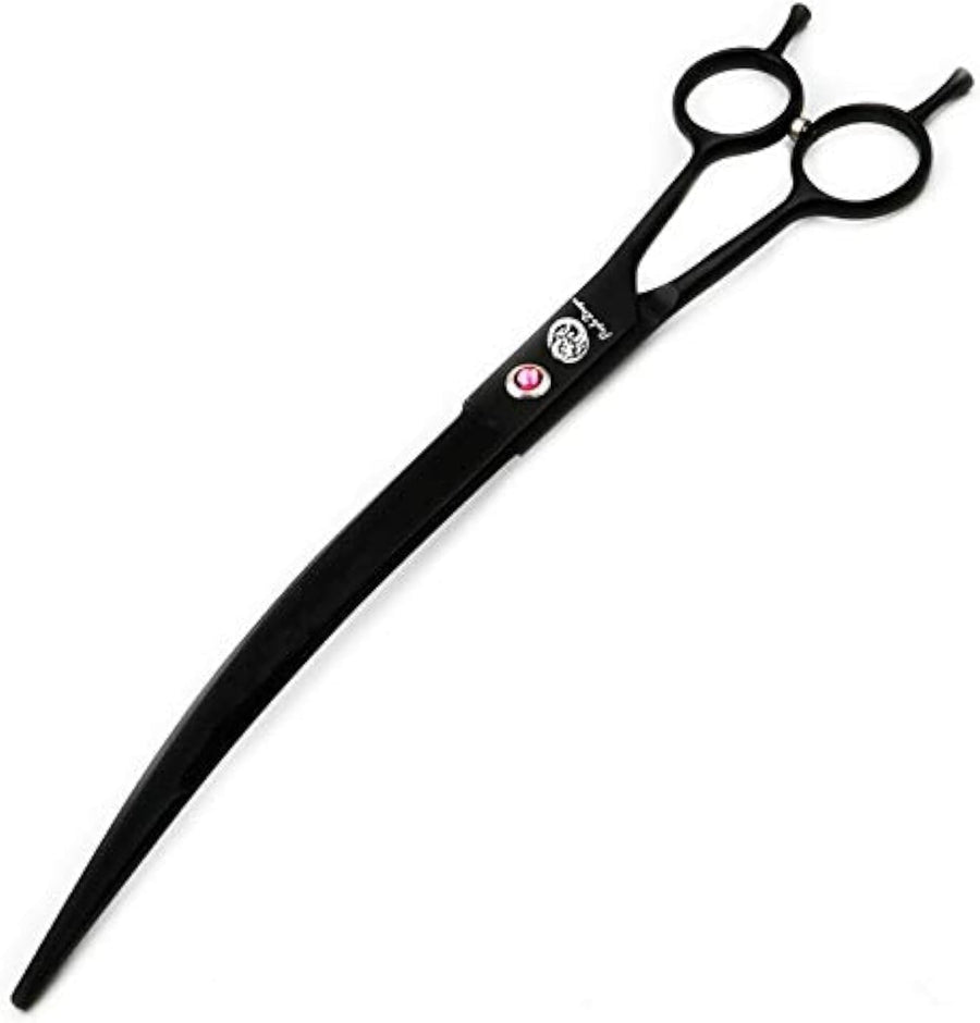 8'' Black Dog Grooming Scissors Goldern Curved Scissors with Ergonomic Offest Ha