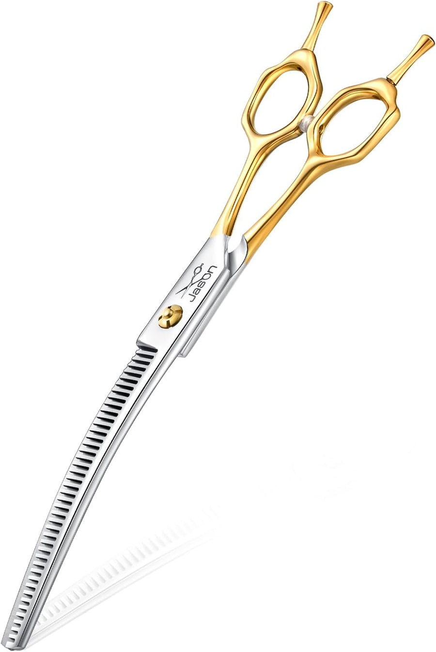 45° Extra Curved Dog Grooming Scissors 440C Stainless Steel 7.5'' Big Arc Curved