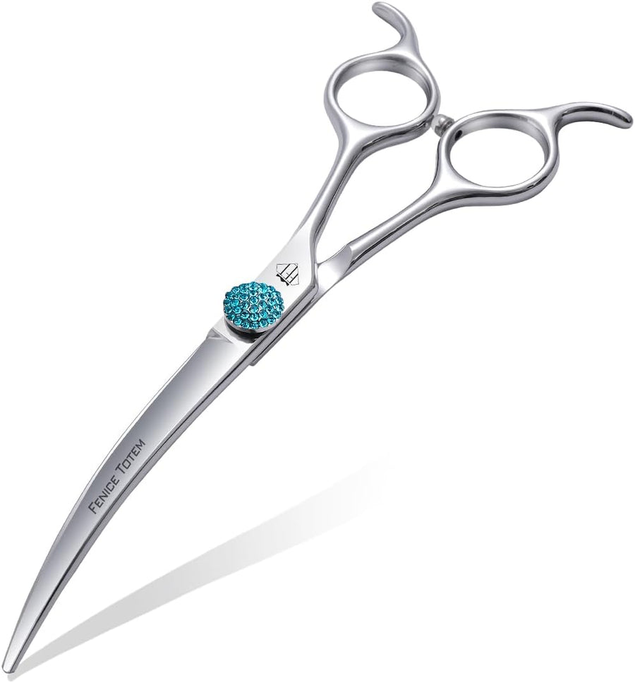 Curved Dog Grooming Scissors with Violet Color Coating 440C Stainless Steel Pet 