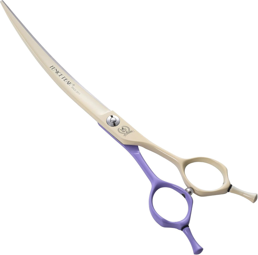 8'' Black Dog Grooming Scissors Goldern Curved Scissors with Ergonomic Offest Ha