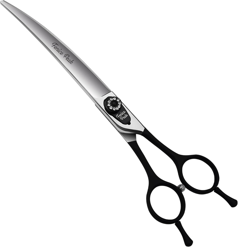 Dog Grooming Curved Scissors for Pets, Japan 440C Stainless Steel, Sharp Blade, 