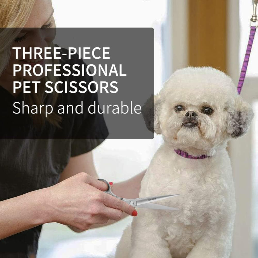3pcs Dog Grooming Scissors Set Straight Thinning Curved Shears Stainless Steel S