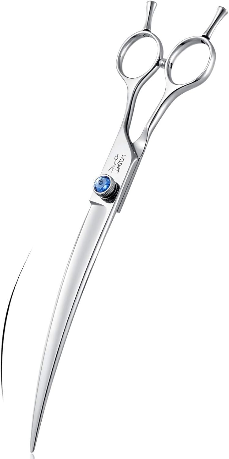 8'' Black Dog Grooming Scissors Goldern Curved Scissors with Ergonomic Offest Ha