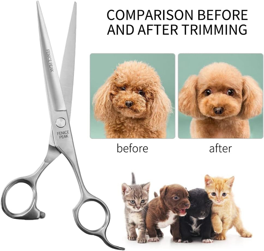 3pcs Dog Grooming Scissors Set Straight Thinning Curved Shears Stainless Steel S
