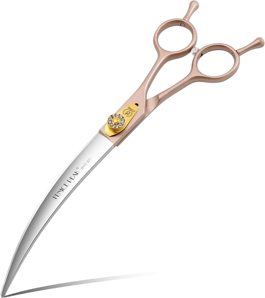 45° Extra Curved Dog Grooming Scissors 440C Stainless Steel 7.5'' Big Arc Curved