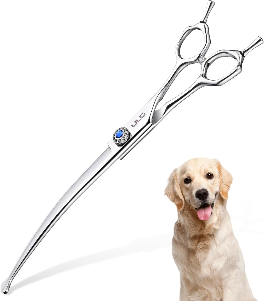 Dog Grooming Curved Scissors for Pets, Japan 440C Stainless Steel, Sharp Blade, 