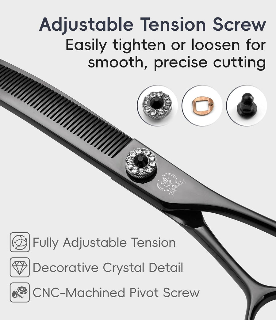 Professional Dog Grooming Scissors Pet Curved Thinning Shears 7.0'' Extremely Sh