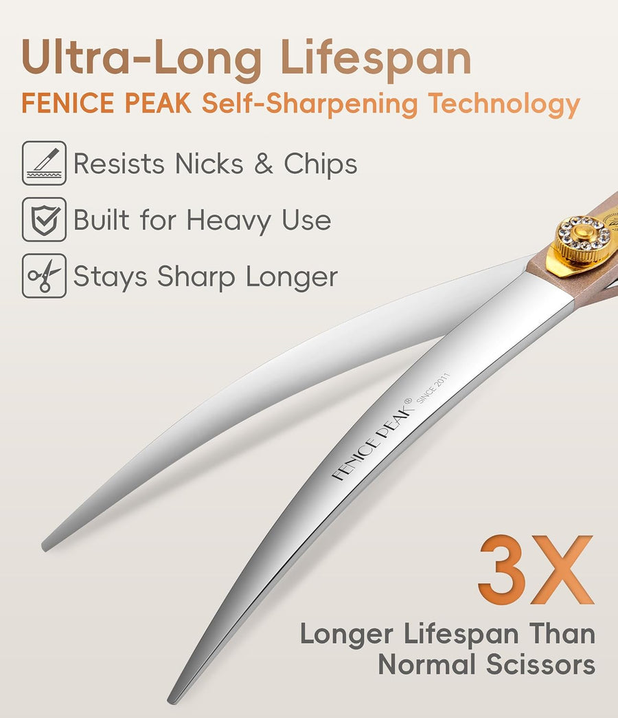 45° Extra Curved Dog Grooming Scissors 440C Stainless Steel 7.5'' Big Arc Curved
