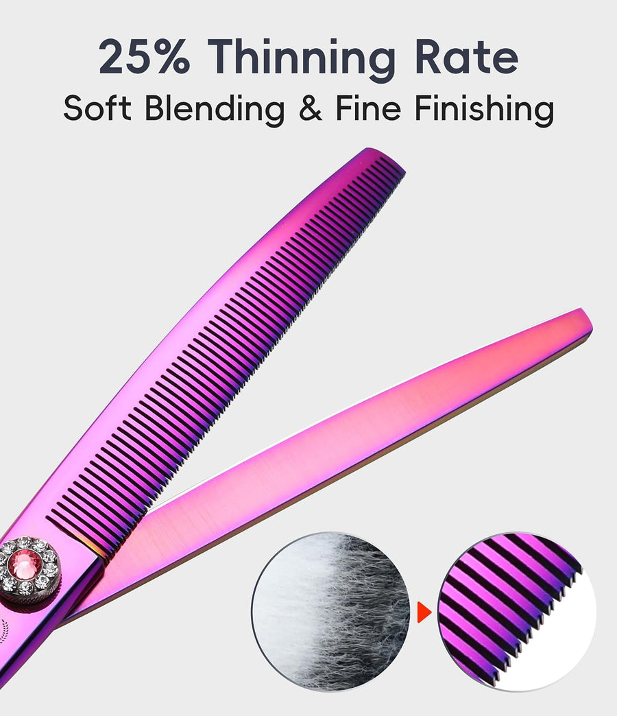 Professional Dog Grooming Scissors Pet Curved Thinning Shears 7.0'' Extremely Sh