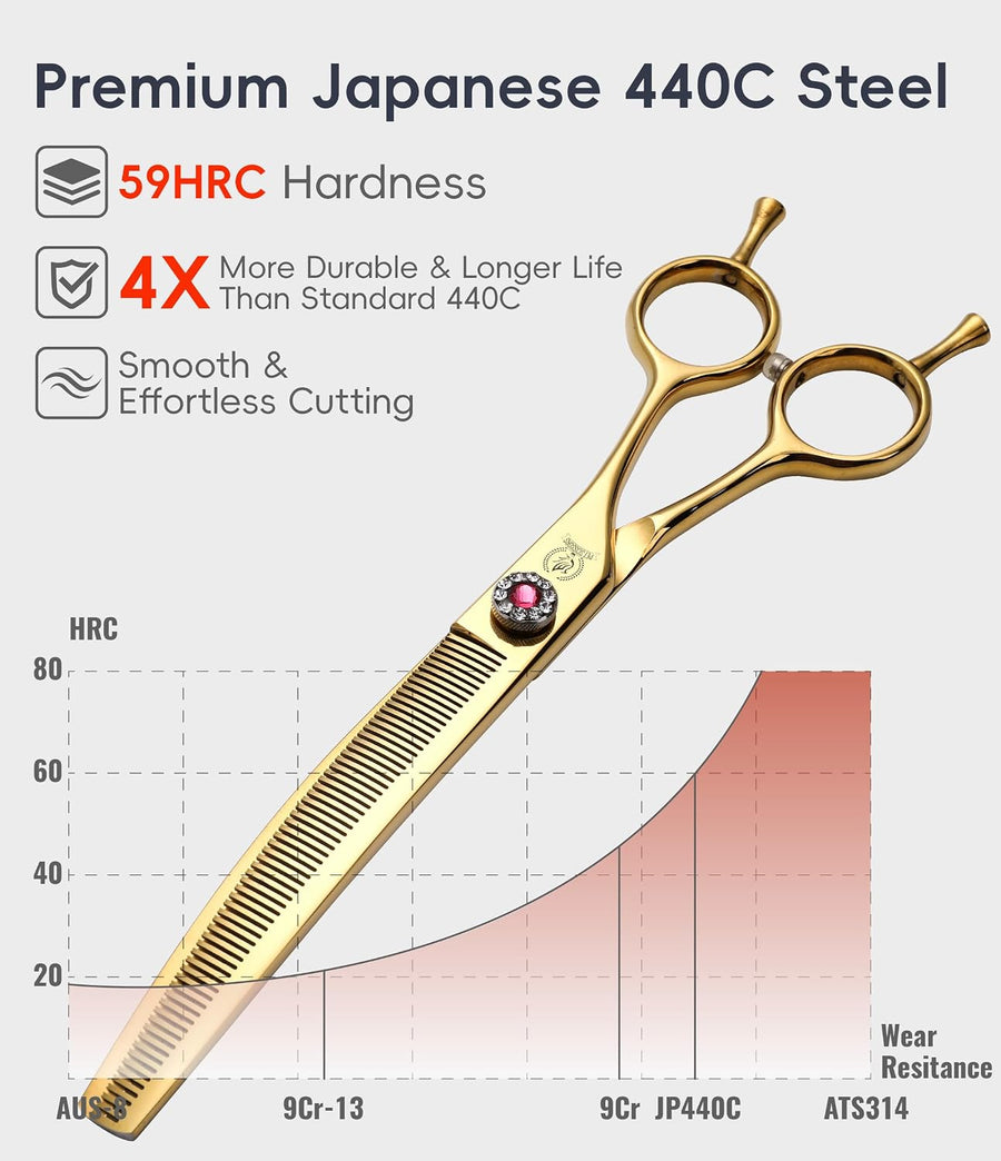 Professional Dog Grooming Scissors Pet Curved Thinning Shears 7.0'' Extremely Sh