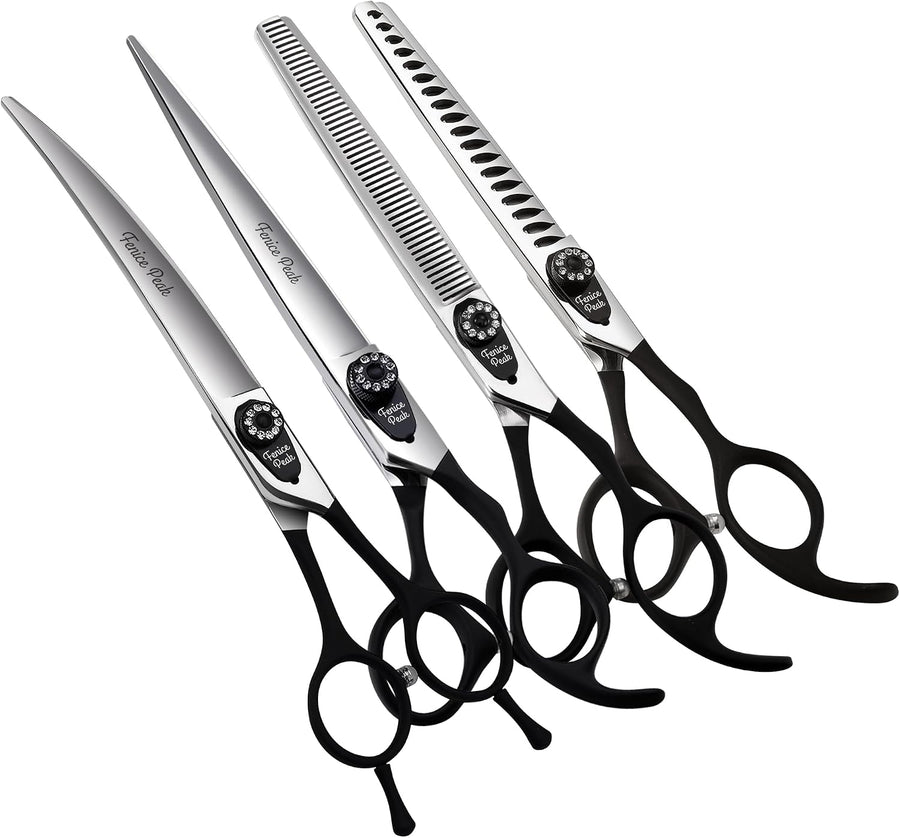 3pcs Dog Grooming Scissors Set Straight Thinning Curved Shears Stainless Steel S