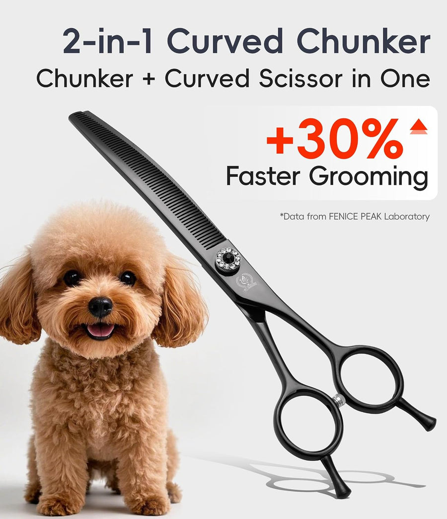 Professional Dog Grooming Scissors Pet Curved Thinning Shears 7.0'' Extremely Sh