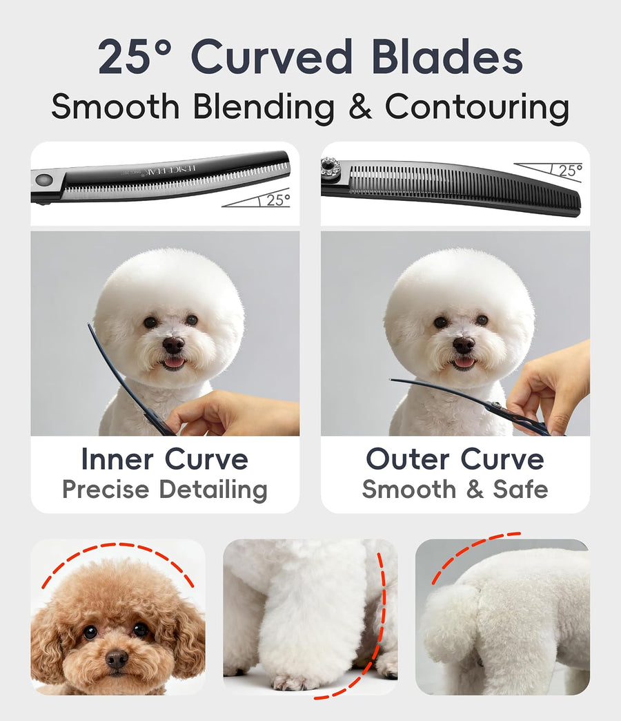 Professional Dog Grooming Scissors Pet Curved Thinning Shears 7.0'' Extremely Sh