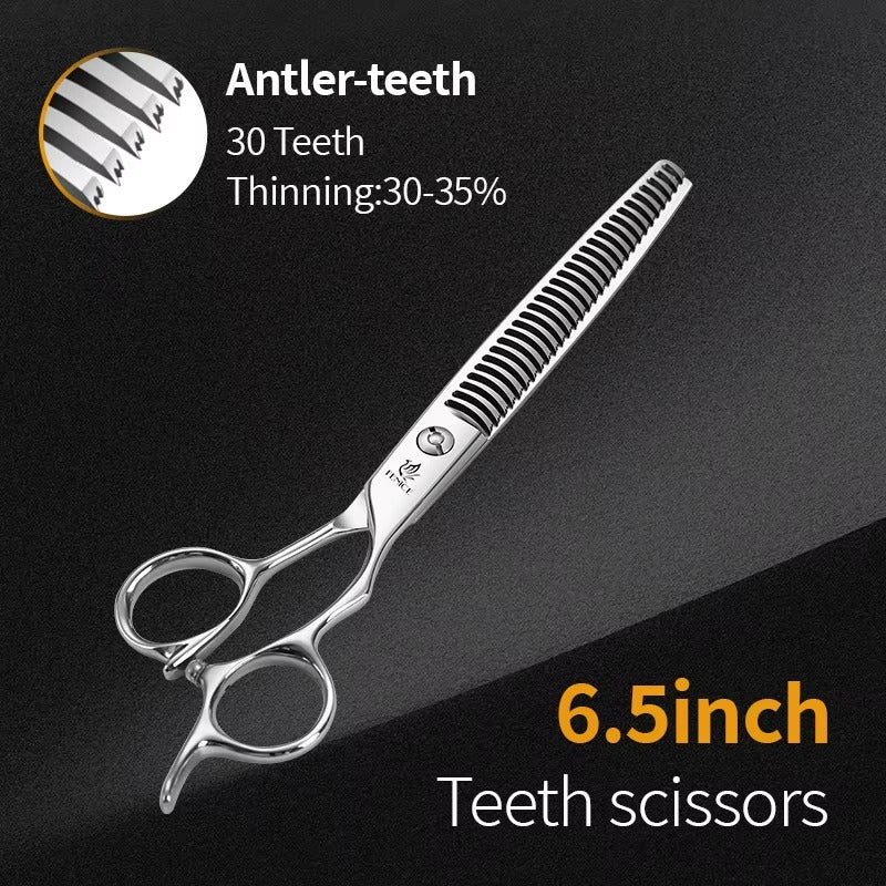 Fenice Professional Japan 440c 6,5_7,0 Zoll Effilierschere für Hunde, gezahnte Klinge, Ausdünnungsrate ca. 35 %