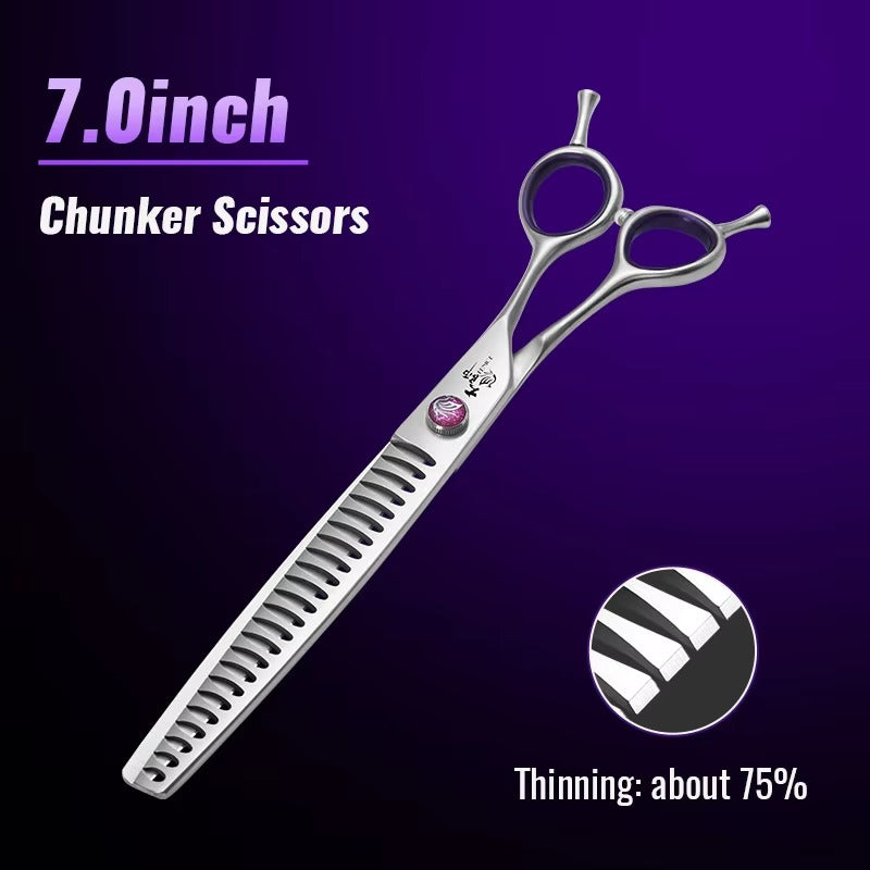Fenice 7.0_7.5_8.0 inch  Professional Pet Grooming Shears Fishbone Teeth Straight_Curved Chunker Scissors JP440C Groomer Tools
