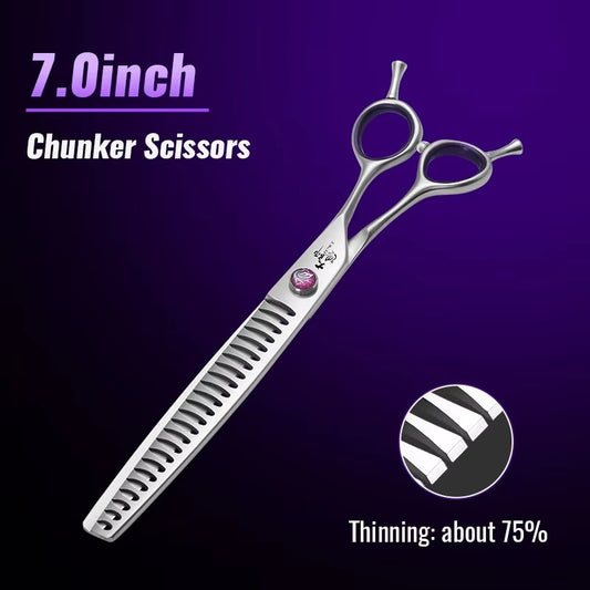 Fenice 7.0_7.5_8.0 inch  Professional Pet Grooming Shears Fishbone Teeth Straight_Curved Chunker Scissors JP440C Groomer Tools