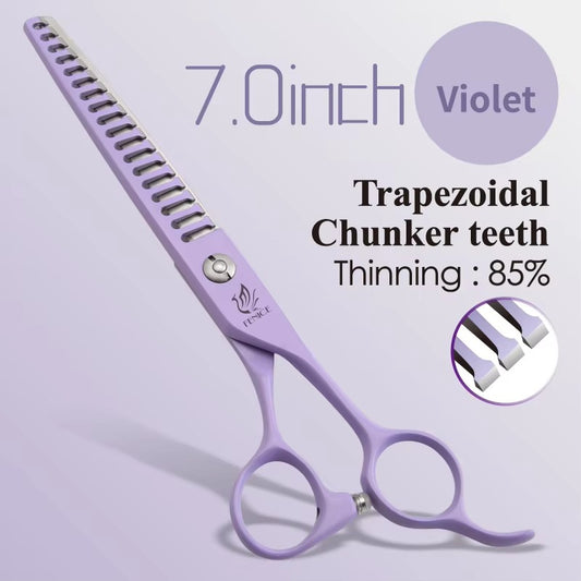 Fenice Professional 6.5_7.0 Inch JP440C Macaron Colorful Pet Thinning Chunker Scissors for Dog Grooming Shears