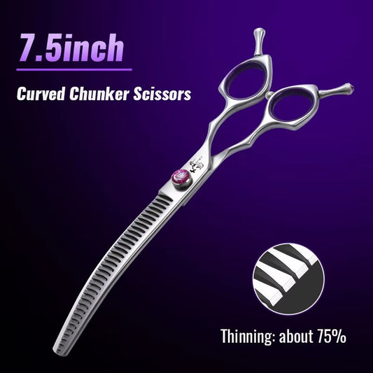 Fenice 7.0_7.5_8.0 inch  Professional Pet Grooming Shears Fishbone Teeth Straight_Curved Chunker Scissors JP440C Groomer Tools