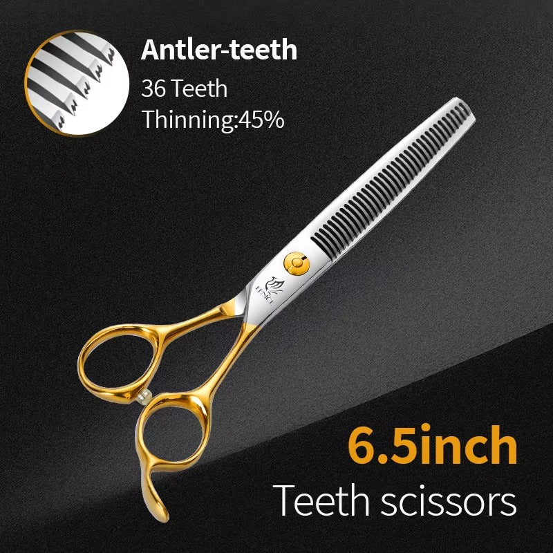 Fenice Professional Japan 440c 6,5_7,0 Zoll Effilierschere für Hunde, gezahnte Klinge, Ausdünnungsrate ca. 35 %