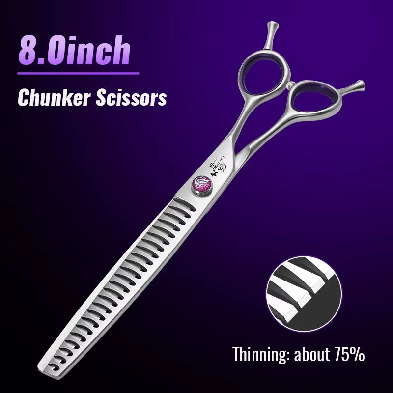 Fenice 7.0_7.5_8.0 inch  Professional Pet Grooming Shears Fishbone Teeth Straight_Curved Chunker Scissors JP440C Groomer Tools