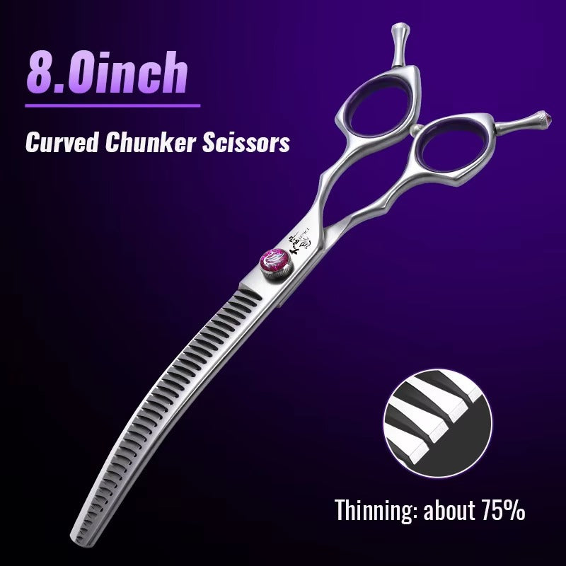 Fenice 7.0_7.5_8.0 inch  Professional Pet Grooming Shears Fishbone Teeth Straight_Curved Chunker Scissors JP440C Groomer Tools