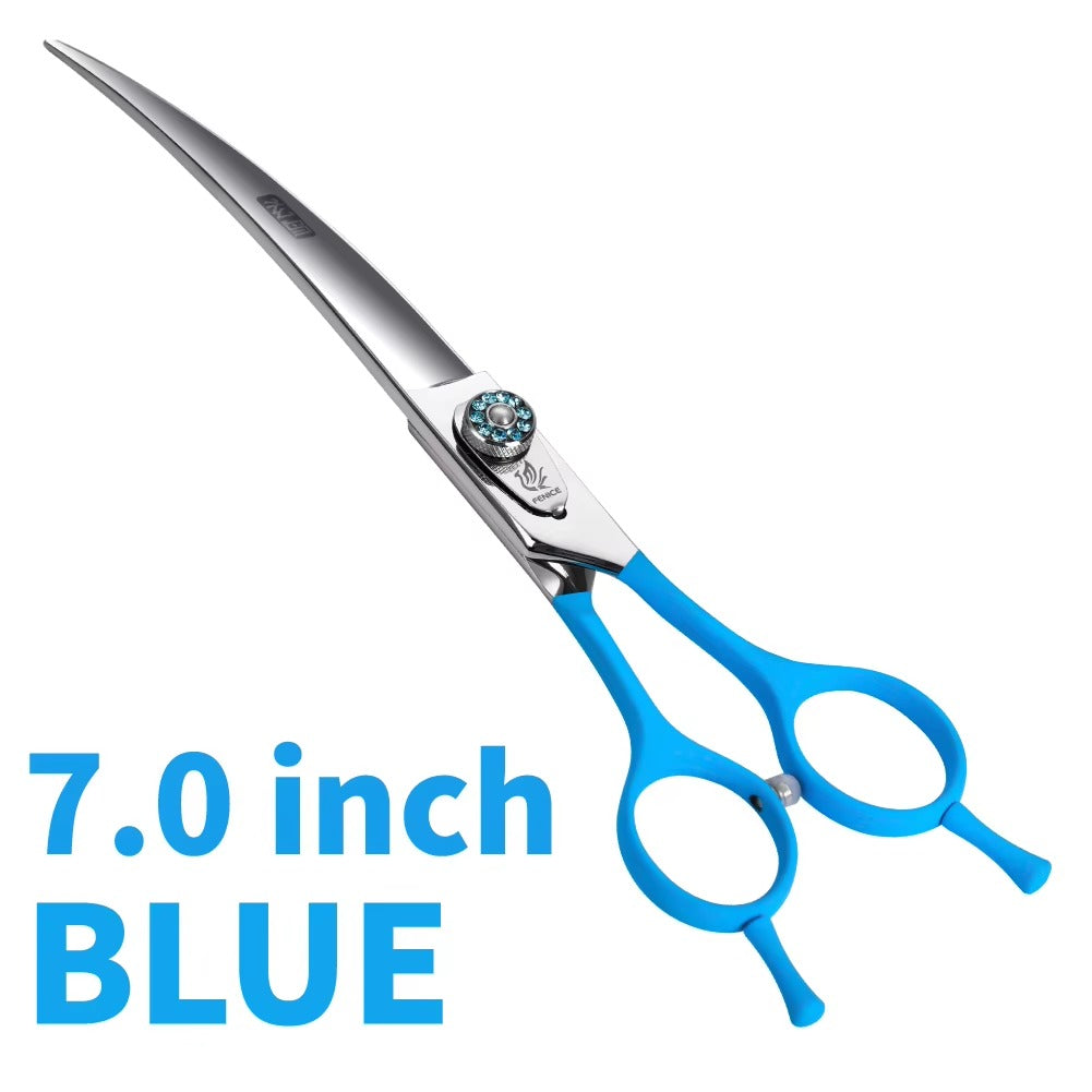 Fenice 7.0 7.5 8.0 Inch Professional Black Grooming Scissors Curved Shear for Teddy_Pomeranian Dogs Pet Grooming Tools JP 440C
