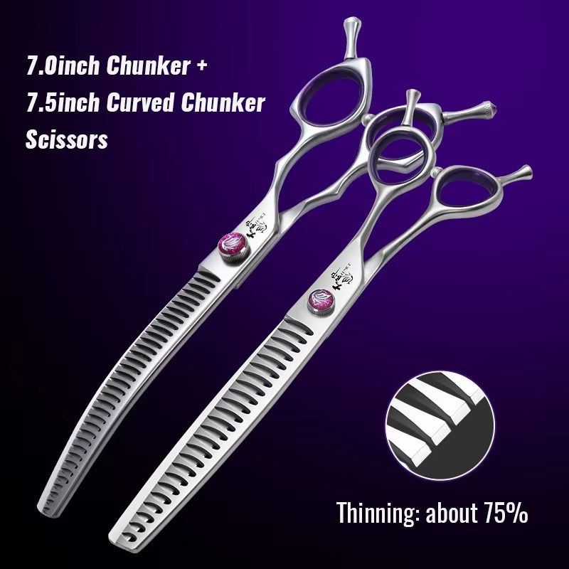 Fenice 7.0_7.5_8.0 inch  Professional Pet Grooming Shears Fishbone Teeth Straight_Curved Chunker Scissors JP440C Groomer Tools