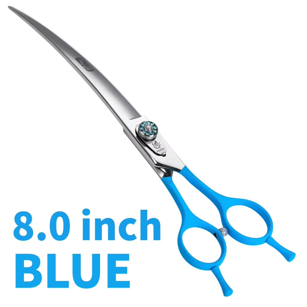 Fenice 7.0 7.5 8.0 Inch Professional Black Grooming Scissors Curved Shear for Teddy_Pomeranian Dogs Pet Grooming Tools JP 440C