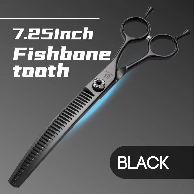 Fenice Professional JP440c Hochwertige Hunde-Pflegeschere, gebogene Effilierschere
