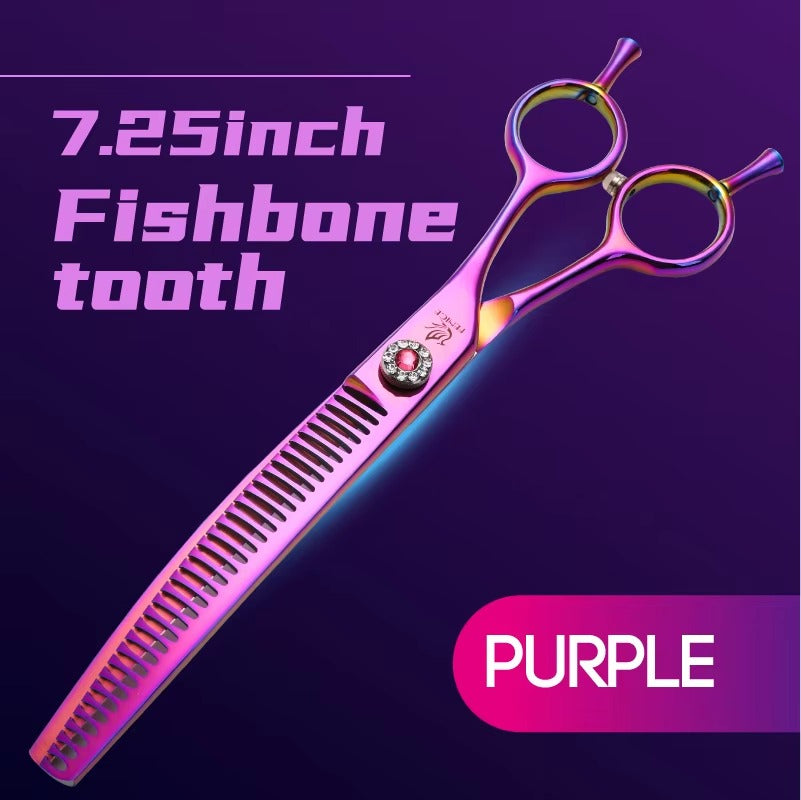 Fenice Professional JP440c Hochwertige Hunde-Pflegeschere, gebogene Effilierschere