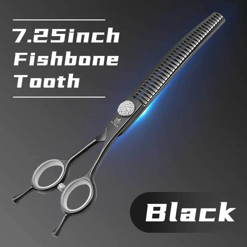 Fenice Professional JP440c Hochwertige Hunde-Pflegeschere, gebogene Effilierschere