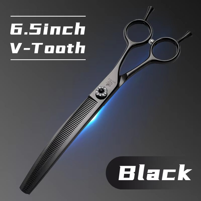 Fenice Professional JP440c Hochwertige Hunde-Pflegeschere, gebogene Effilierschere