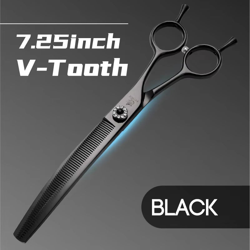 Fenice Professional JP440c Hochwertige Hunde-Pflegeschere, gebogene Effilierschere
