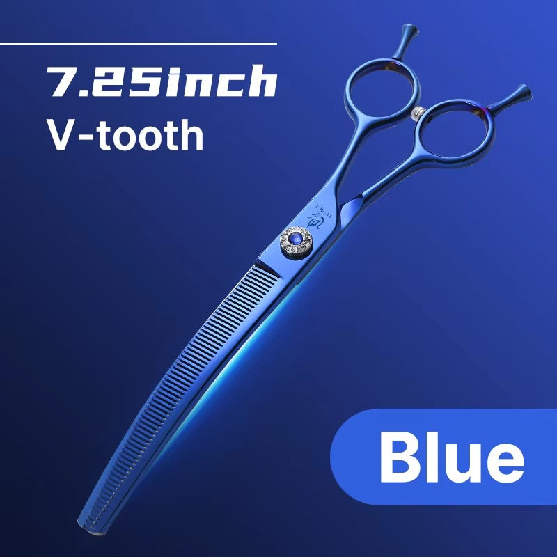Fenice Professional JP440c Hochwertige Hunde-Pflegeschere, gebogene Effilierschere