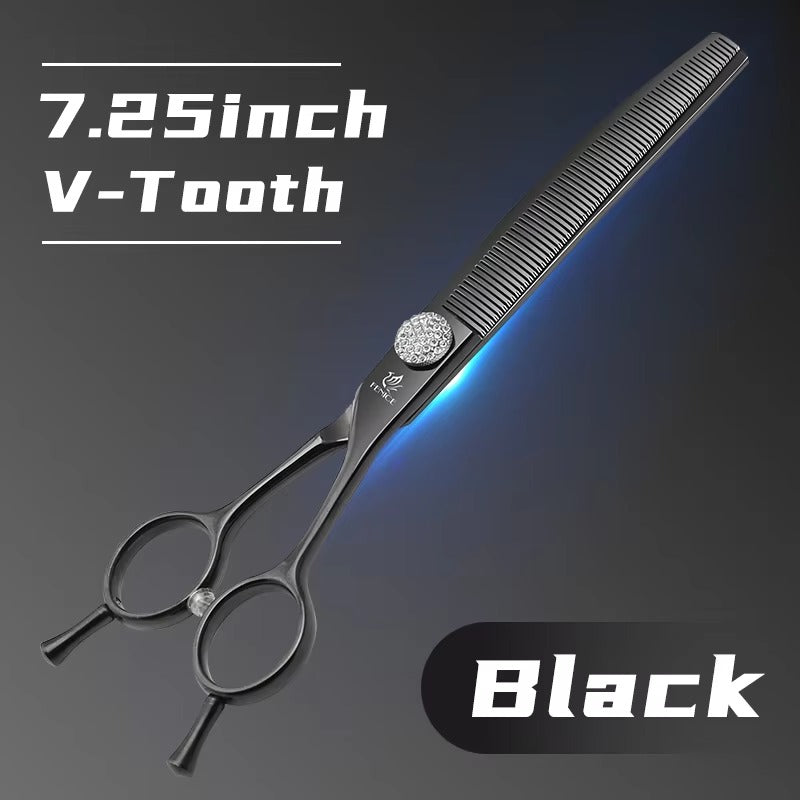 Fenice Professional JP440c Hochwertige Hunde-Pflegeschere, gebogene Effilierschere